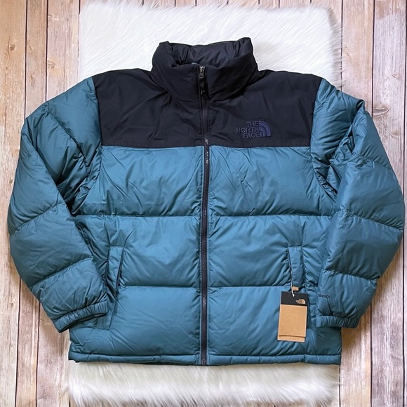 The North Face Men’s Eco Nuptse Jacket In Mallard Blue Aviator Navy - Picture 2 of 9